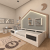 Cama Infantil Montessoriana Solteiro Lua Branco/Preto