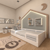Cama Infantil Montessoriana Solteiro Lua Branco/Cinza Cristal