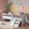 Cama Montessoriana de Solteiro com Escada e Escorrega Affetto Branco