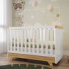 Berço Mini Cama 100% Mdf Retrô Branco Brilho/Amêndoa