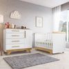 Quarto de Bebê com Cômoda e Berço 100% Mdf Jolie Retrô Yescasa Branco Brilho/Amêndoa