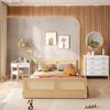 Cama Infantil Montessoriano Casal Lift em Madeira Maciça com Rattan Casatema Branco/Natural