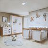 Quarto de Bebê Completo Gêmeos com Guarda-roupa, 2 Berços e Cômoda Gael Branco/Amadeirado