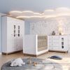 Conjunto Quarto de Bebê Berço 2 em 1, Guarda-roupa e Cômoda Sophia Espresso Móveis Branco e Jequitiba