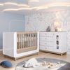 Conjunto Quarto de Bebê Berço 2 em 1 e Cômoda Sophia Espresso Móveis Branco e Jequitiba