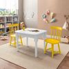 Mesa Infantil com 2 Cadeiras Mariah Madeira Maciça e Laca Casatema Branco/Amarelo