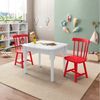 Mesa Infantil com 2 Cadeiras Mariah Madeira Maciça e Laca Casatema Branco/Vermelho