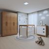 Quarto de Bebê Completo com Guarda-roupa, Berço e Cômoda Lipe Amadeirado/Branco