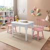 Mesa Infantil com 2 Cadeiras Mariah Madeira Maciça e Laca Casatema Branco/Rosa