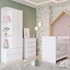Quarto de Bebê com Guarda-roupa 2 Portas Cômoda e Berço Labirinto Branco