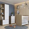 Quarto de Bebê com Guarda-roupa 2 Portas Cômoda e Berço Labirinto Rústico/Branco