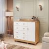 Cômoda de Bebê 120,30cm 1 Porta e 4 Gavetas 100% Mdf Maya Clássico Espresso Móveis Branco Brilho/Amêndoa