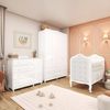 Quarto de Bebê com Guarda-roupa Cômoda e Berço com Capitonê 100% Mdf Maya Clássico Espresso Móveis Branco Brilho