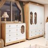 Quarto Infantil com Guarda-roupas e Cômoda com Janelas Maya Provençal Espresso Móveis Branco Brilho/Amêndoa