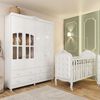 Quarto de Bebê Berço com Capitonê e Guarda Roupa com Janela Maya Clássico Espresso Móveis Branco Brilho