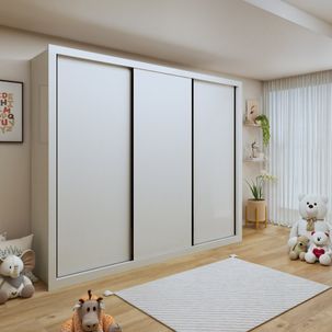 Guarda Roupa Infantil Premium Lili 242cm 3 Portas 6 Gavetas Minastex Branco