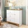 Cômoda Infantil 1 Porta e 3 Gavetas 100% MDF Cocada Branco Brilho/Amêndoa