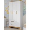 Guarda-roupa Infantil 3 Portas e 2 Gavetas 100% Mdf Liam Branco Brilho/Amêndoa