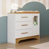 Cômoda Infantil 1 Porta com Janela Retangular e 3 Gavetas 100% Mdf Liam Branco Brilho/Amêndoa