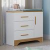 Cômoda Infantil 1 Porta e 3 Gavetas 100% Mdf Liam Branco Brilho/Amêndoa