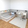 Conjunto Infantil de Cama Montessoriana e Escrivaninha com Regulagem de Altura Branco