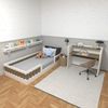 Conjunto Infantil de Cama Montessoriana e Escrivaninha com Regulagem de Altura Branco/Carvalho Mel