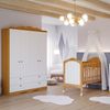 Quarto de Bebê 2 Peças com Berço e Guarda-roupa 4 Portas 4 Gavetas Aquarela Espresso Móveis Nature/Branco