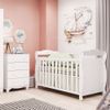 Quarto de Bebê com Berço Minicama e Cômoda 4 Gavetas 100% MDF Nina Espresso Móveis Branco Brilho