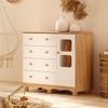 Cômoda Infantil 95cm 1 Porta com Janela e 4 Gavetas Mimo 100% MDF Espresso Móveis Branco Brilho/Amêndoa