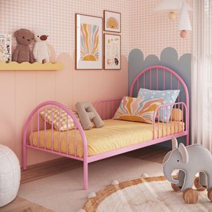 Cama Infantil em Ferro 199x110x95 Cm Hope Rosa Bebê