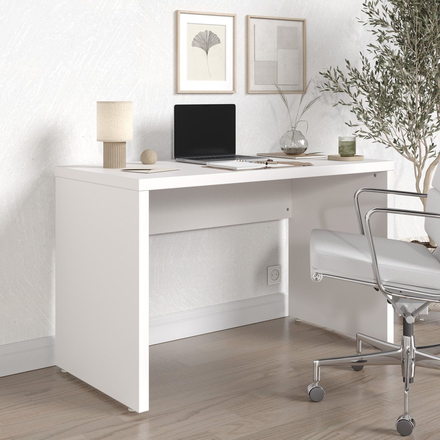 Mesa de Escritório em Tamburato Acabamento em BP 120cm Ficus CabeCasa MadeiraMadeira Branco