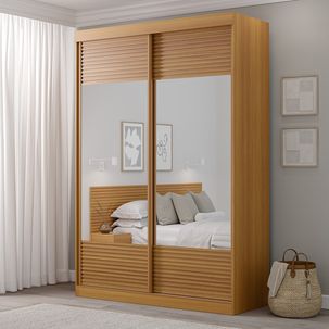 Guarda-Roupa Solteiro 2 Portas com Espelho Samambaia CabeCasa MadeiraMadeira Carvalho