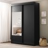 Guarda-Roupa 2 Portas de Correr com 1 Espelho Samambaia CabeCasa MadeiraMadeira Preto