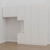 Guarda Roupa Modulado Solteiro com Mesa de Cabeceira 7 Portas 3 Peças Hera CabeCasa MadeiraMadeira/ Branco Geada/Cromado