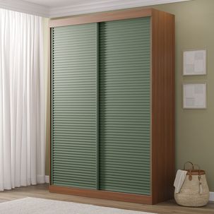 Guarda-Roupa 2 Portas Ripadas Samambaia CabeCasa MadeiraOriginals Freijó/Verde