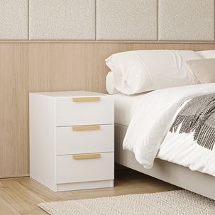 Mesa de Cabeceira 3 Gavetas Jade CabeCasa MadeiraMadeira Branco