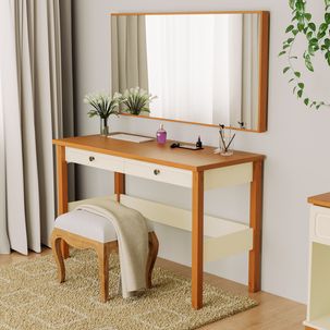 Penteadeira com Espelho 120 Cm Ananda CabeCasa MadeiraMadeira Off-white/Mel