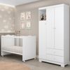 Quarto de Bebê Guarda-roupa 3 Portas e Berço Mini Cama Flofy Branco