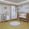 Quarto de Bebê Completo 100% Mdf com Guarda Roupa, Cômoda e Mini Berço Sonharte Branco/Amadeirado