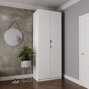 Guarda-roupa 2 Portas com Cabideiro e 2 Gavetas Hera Cabecasa Madeiramadeira Branco Geada