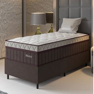 Conjunto Cama Box Solteiro Com Molas Ensacadas 88x188x69cm Marrom