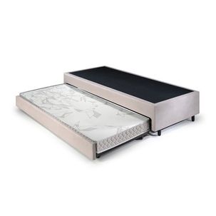 Bicama Solteiro B&G 88x188x36cm Suede com Colchão Auxiliar D23 78x177x12cm Ecoline Bege