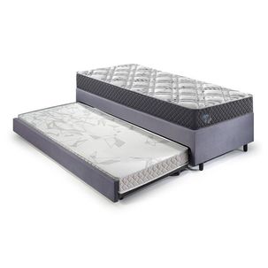 Bicama Box Solteiro com Colchão Adapto Ecoflex Molas Ensacadas Suede 88x188cm B&G Cinza