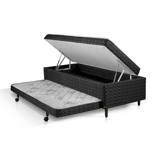 Cama Box Solteiro 3 em 1 Elite Teen Branco e Preto