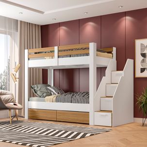 Beliche Solteiro Adulto com 2 Gavetões e 4 Nichos Star Plus Casatema Branco/Montana