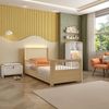 Conjunto Cama Solteiro Montessoriana , Estante com 4 Nichos/LED e Sapateira Infantil Wave Casatema Branco/Natural