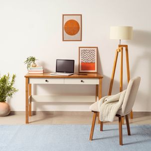 Escrivaninha 120cm 2 Gavetas Ananda CabeCasa MadeiraOriginals Off-white/Mel