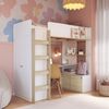 Cama Elevada Multifuncional com Armário e Escrivaninha Branco/Carvalho Araguaia
