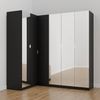 Guarda Roupa Modulado de Canto com Espelho 6 Portas 3 Peças Hera CabeCasa MadeiraOriginals Preto/Cromado
