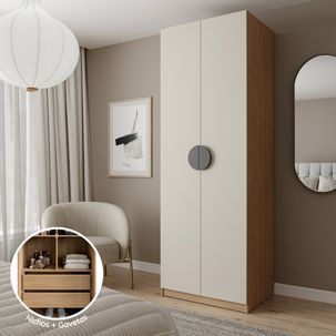 Guarda-Roupa Modulado Joy com Gaveteiro CabeCasa MadeiraMadeira Cinza Sereno/Avena
